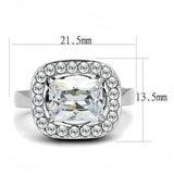 TK3209 - High polished (no plating) Stainless Steel Ring with AAA Grade CZ  in Clear - Alamode