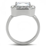 TK3209 - High polished (no plating) Stainless Steel Ring with AAA Grade CZ  in Clear - Alamode