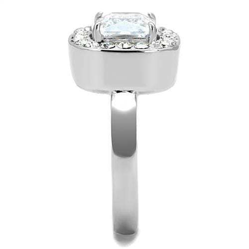 TK3209 - High polished (no plating) Stainless Steel Ring with AAA Grade CZ in Clear - Alamode - Flyclothing LLC