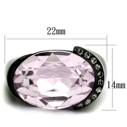 TK3213 - IP Black(Ion Plating) Stainless Steel Ring with Top Grade Crystal in Light Amethyst - Alamode - Flyclothing LLC