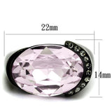 TK3213 - IP Black(Ion Plating) Stainless Steel Ring with Top Grade Crystal  in Light Amethyst - Alamode