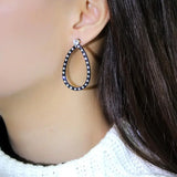 TK3215 - IP Gold+ IP Black (Ion Plating) Stainless Steel Earrings with AAA Grade CZ in Clear - Alamode - Flyclothing LLC