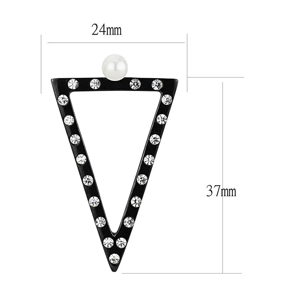 TK3216 - IP Gold+ IP Black (Ion Plating) Stainless Steel Earrings with Synthetic Pearl in White - Alamode - Flyclothing LLC