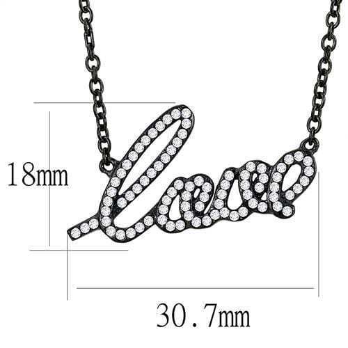 TK3217 - IP Black(Ion Plating) Stainless Steel Chain Pendant with AAA Grade CZ in Clear - Alamode - Flyclothing LLC
