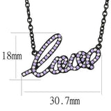 TK3218 - IP Black(Ion Plating) Stainless Steel Chain Pendant with AAA Grade CZ  in Multi Color - Alamode