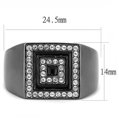 TK3220 - IP Light Black (IP Gun) Stainless Steel Ring with Top Grade Crystal in Clear - Alamode - Flyclothing LLC