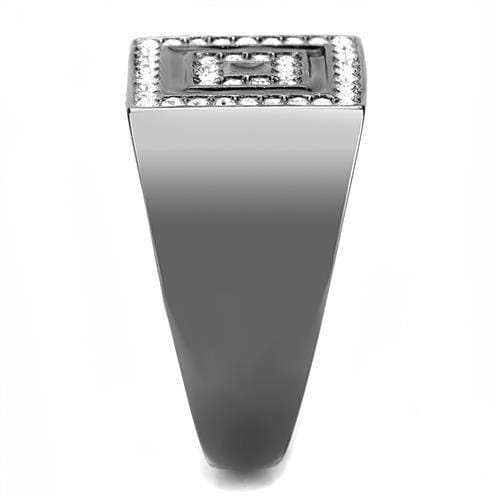 TK3220 - IP Light Black (IP Gun) Stainless Steel Ring with Top Grade Crystal in Clear - Alamode - Flyclothing LLC