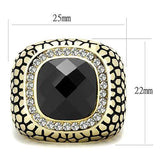 TK3221 - IP Gold(Ion Plating) Stainless Steel Ring with Synthetic Synthetic Glass in Jet - Alamode - Flyclothing LLC