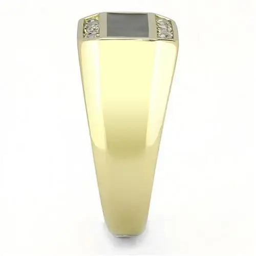 TK3222 - IP Gold(Ion Plating) Stainless Steel Ring with AAA Grade CZ in Clear - Alamode - Flyclothing LLC