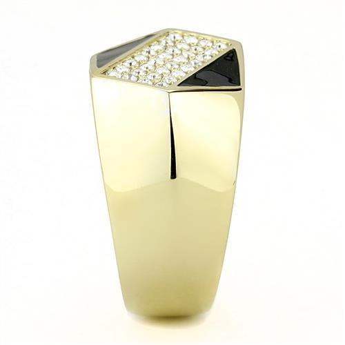 TK3224 - IP Gold(Ion Plating) Stainless Steel Ring with Top Grade Crystal in Clear - Alamode - Flyclothing LLC