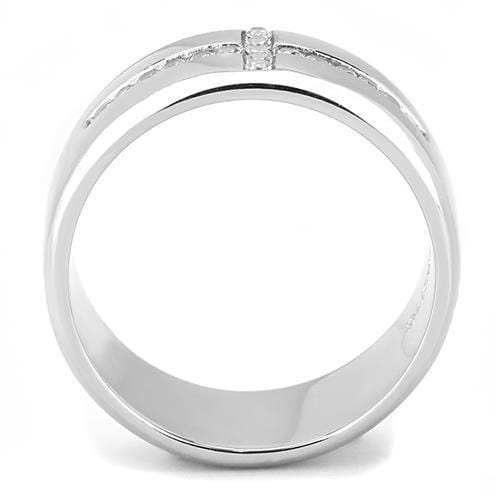 TK3225 - High polished (no plating) Stainless Steel Ring with AAA Grade CZ in Clear - Alamode - Flyclothing LLC