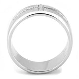 TK3225 - High polished (no plating) Stainless Steel Ring with AAA Grade CZ  in Clear - Alamode