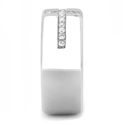TK3225 - High polished (no plating) Stainless Steel Ring with AAA Grade CZ in Clear - Alamode - Flyclothing LLC