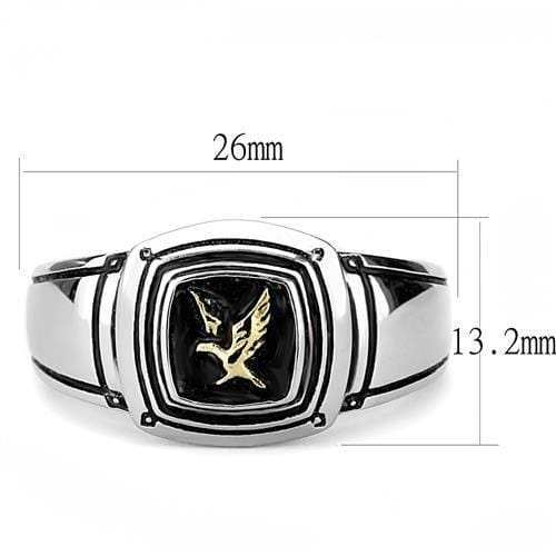TK3226 - Two-Tone IP Gold (Ion Plating) Stainless Steel Ring with Epoxy in Jet - Alamode - Flyclothing LLC