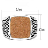 TK3228 - High polished (no plating) Stainless Steel Ring with Semi-Precious Gold Sand Stone in Siam