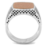 TK3228 - High polished (no plating) Stainless Steel Ring with Semi-Precious Gold Sand Stone in Siam - Alamode