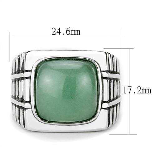 TK3229 - High polished (no plating) Stainless Steel Ring with Synthetic Jade in Emerald - Alamode - Flyclothing LLC