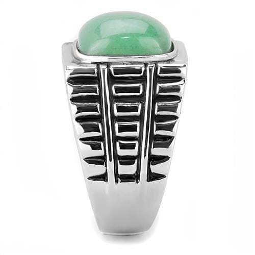 TK3229 - High polished (no plating) Stainless Steel Ring with Synthetic Jade in Emerald - Alamode - Flyclothing LLC