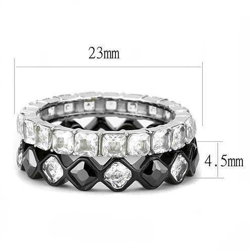 TK3231 - Two-Tone IP Black (Ion Plating) Stainless Steel Ring with AAA Grade CZ in Black Diamond - Alamode - Flyclothing LLC