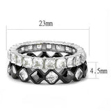 TK3231 - Two-Tone IP Black (Ion Plating) Stainless Steel Ring with AAA Grade CZ in Black Diamond - Alamode - Flyclothing LLC
