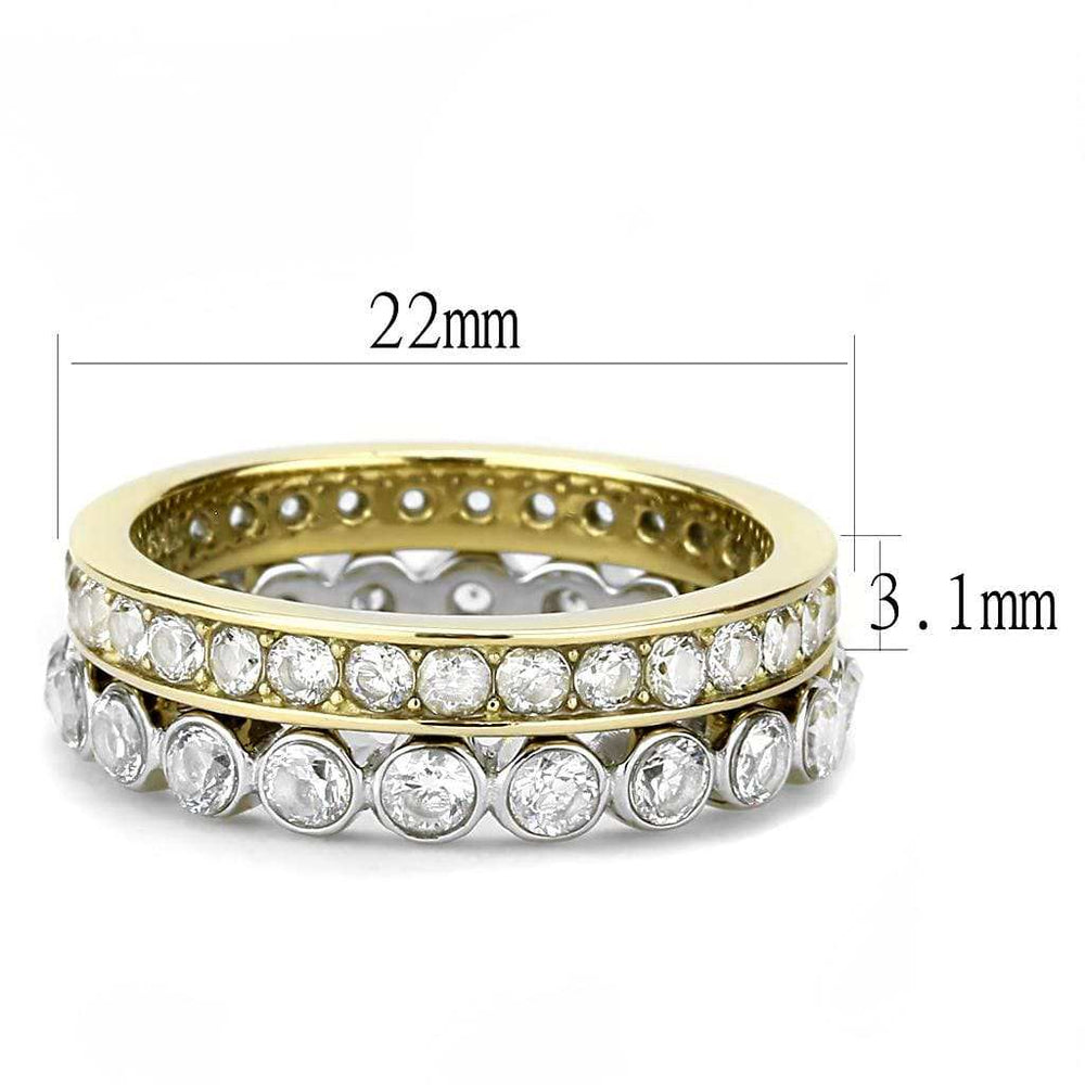 TK3232 - Two-Tone IP Gold (Ion Plating) Stainless Steel Ring with AAA Grade CZ in Clear - Alamode - Flyclothing LLC