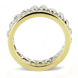 TK3232 - Two-Tone IP Gold (Ion Plating) Stainless Steel Ring with AAA Grade CZ  in Clear - Alamode