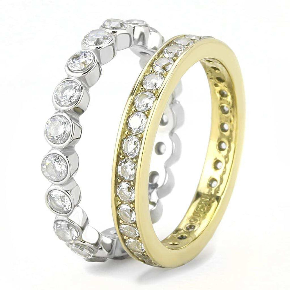 TK3232 - Two-Tone IP Gold (Ion Plating) Stainless Steel Ring with AAA Grade CZ in Clear - Alamode - Flyclothing LLC