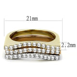 TK3234 - Three Tone IPï¼ˆIP Gold & IP Rose Gold & High Polished) Stainless Steel Ring with Top Grade Crystal  in Clear - Alamode