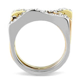 TK3234 - Three Tone IPï¼ˆIP Gold & IP Rose Gold & High Polished) Stainless Steel Ring with Top Grade Crystal in Clear - Alamode - Flyclothing LLC