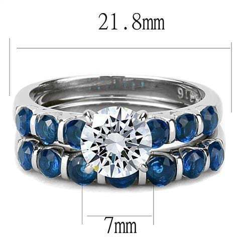 TK3235 - High polished (no plating) Stainless Steel Ring with AAA Grade CZ in Clear - Alamode - Flyclothing LLC