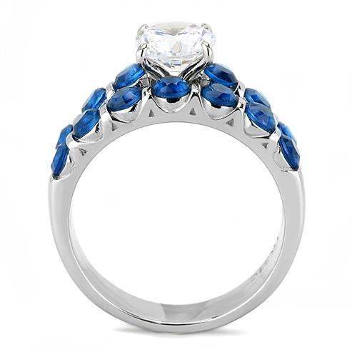 TK3235 - High polished (no plating) Stainless Steel Ring with AAA Grade CZ in Clear - Alamode - Flyclothing LLC