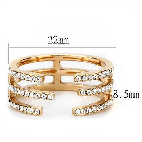 TK3236 - IP Rose Gold(Ion Plating) Stainless Steel Ring with Top Grade Crystal in Clear - Alamode - Flyclothing LLC
