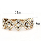 TK3237 - IP Rose Gold(Ion Plating) Stainless Steel Ring with Top Grade Crystal  in Clear - Alamode