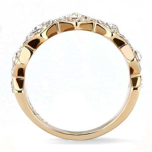 TK3237 - IP Rose Gold(Ion Plating) Stainless Steel Ring with Top Grade Crystal in Clear - Alamode - Flyclothing LLC