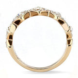 TK3237 - IP Rose Gold(Ion Plating) Stainless Steel Ring with Top Grade Crystal  in Clear - Alamode