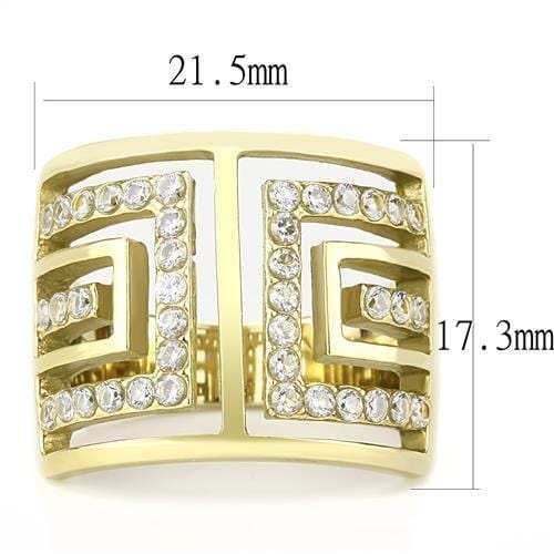 TK3238 - IP Gold(Ion Plating) Stainless Steel Ring with AAA Grade CZ in Clear - Alamode - Flyclothing LLC