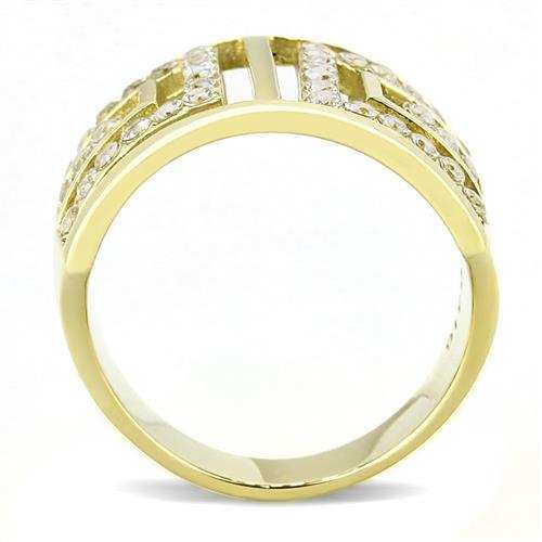 TK3238 - IP Gold(Ion Plating) Stainless Steel Ring with AAA Grade CZ in Clear - Alamode - Flyclothing LLC