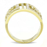 TK3238 - IP Gold(Ion Plating) Stainless Steel Ring with AAA Grade CZ  in Clear - Alamode