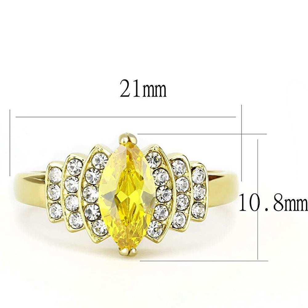 TK3239 - IP Gold(Ion Plating) Stainless Steel Ring with AAA Grade CZ in Topaz - Alamode - Flyclothing LLC