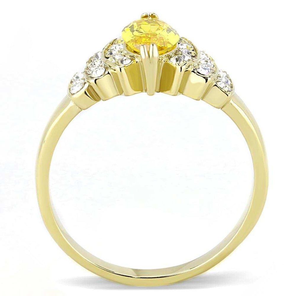 TK3239 - IP Gold(Ion Plating) Stainless Steel Ring with AAA Grade CZ in Topaz - Alamode - Flyclothing LLC