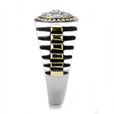 TK3240 - Two-Tone IP Gold (Ion Plating) Stainless Steel Ring with AAA Grade CZ  in Clear - Alamode
