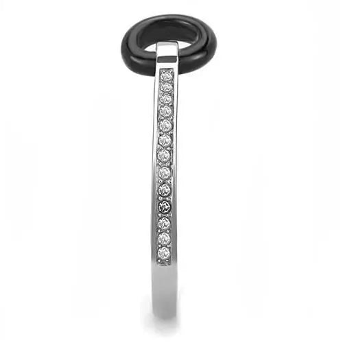TK3241 - High polished (no plating) Stainless Steel Ring with Top Grade Crystal in Clear - Alamode - Flyclothing LLC