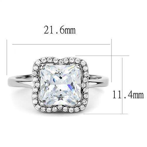 TK3242 - High polished (no plating) Stainless Steel Ring with AAA Grade CZ in Clear - Alamode - Flyclothing LLC