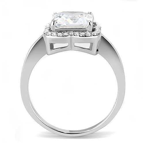 TK3242 - High polished (no plating) Stainless Steel Ring with AAA Grade CZ in Clear - Alamode - Flyclothing LLC