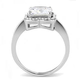 TK3242 - High polished (no plating) Stainless Steel Ring with AAA Grade CZ  in Clear - Alamode
