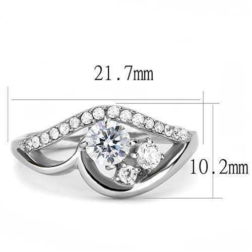 TK3243 - High polished (no plating) Stainless Steel Ring with AAA Grade CZ in Clear - Alamode - Flyclothing LLC