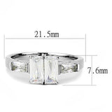 TK3244 - High polished (no plating) Stainless Steel Ring with AAA Grade CZ  in Clear - Alamode