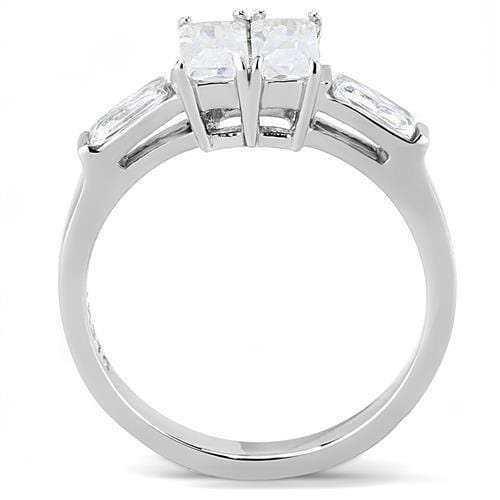 TK3244 - High polished (no plating) Stainless Steel Ring with AAA Grade CZ in Clear - Alamode - Flyclothing LLC