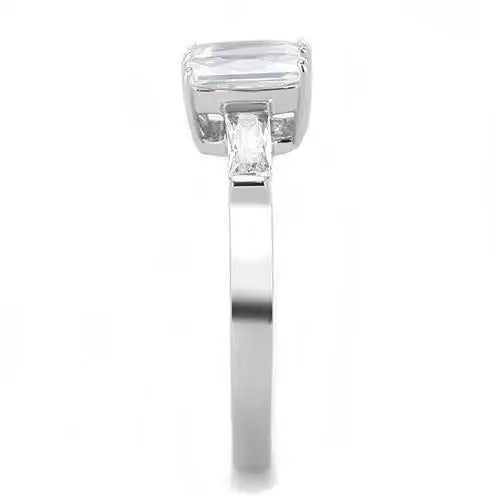 TK3244 - High polished (no plating) Stainless Steel Ring with AAA Grade CZ in Clear - Alamode - Flyclothing LLC