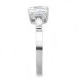 TK3244 - High polished (no plating) Stainless Steel Ring with AAA Grade CZ in Clear - Alamode - Flyclothing LLC